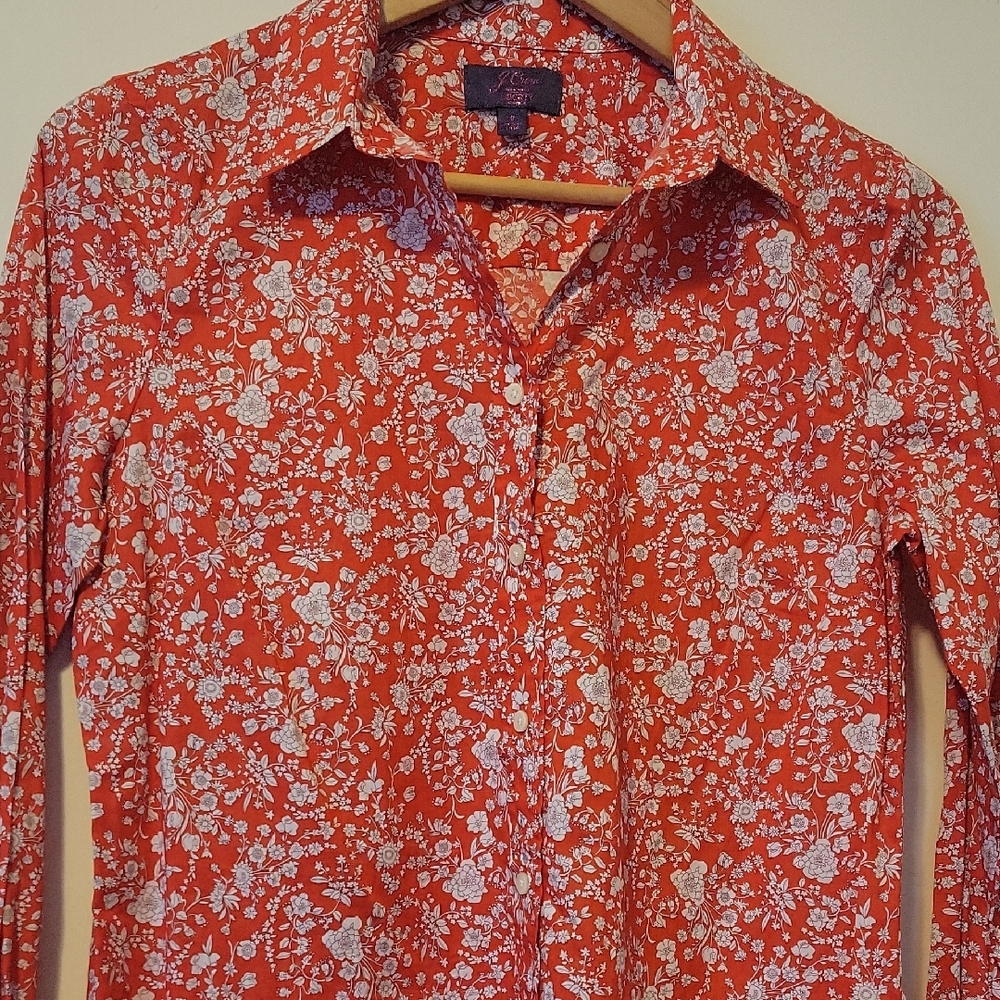 Re-Imagined J.Crew Red Floral Women's Blouse